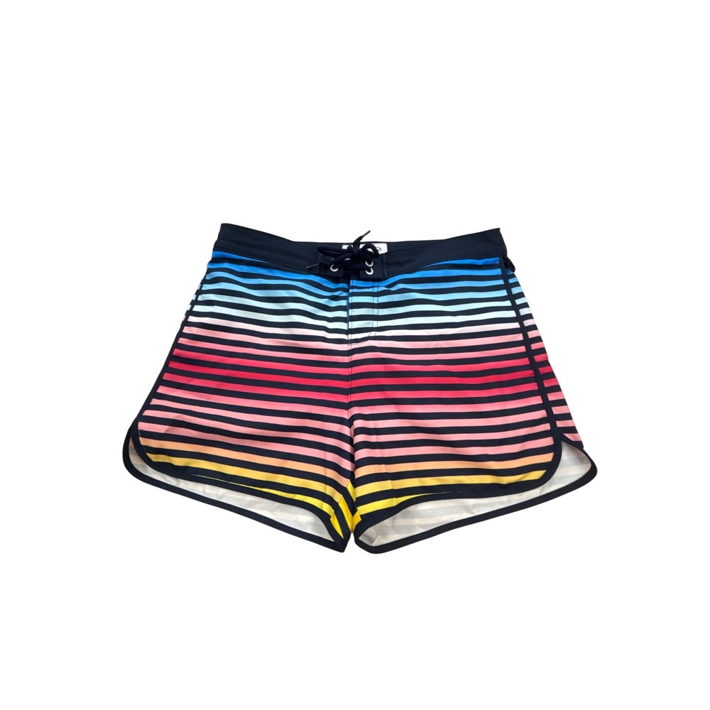 Original Penguin Mens Gradient Stripe Board Shorts Retro Swim Trunks Multi Color